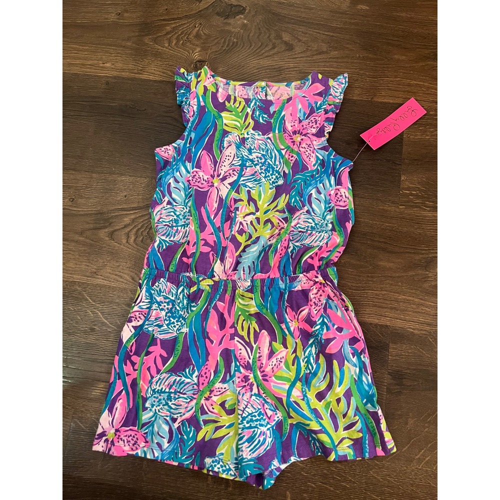 Lilly Pulitzer Mini Patsi Romper Girls Large 8-10 Party All The Tide NWT